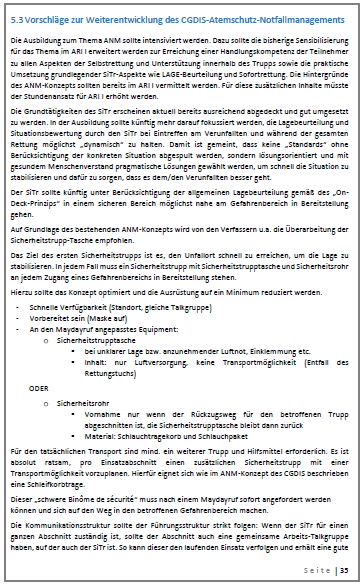5.3 Vorschläge zur Weiterentwicklung des CGDIS-Atemschutz-Notfallmanagements
