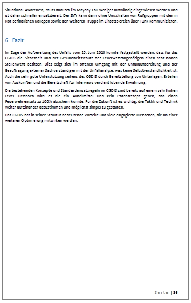 Unfallbericht Rümelingen - Fazit